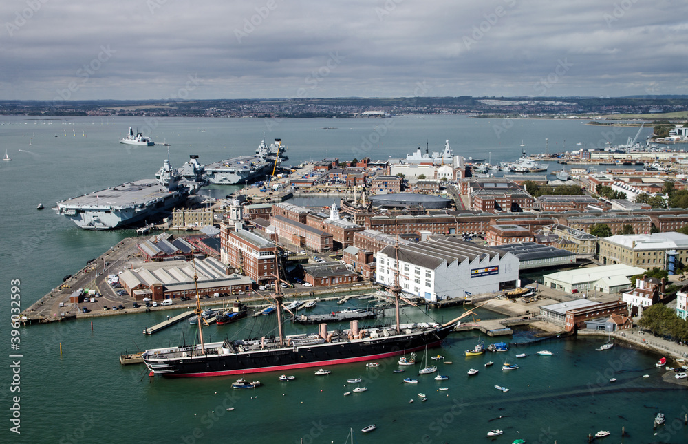 Royal Navy Dockyard, Portsmouth Harbour, Aerial View