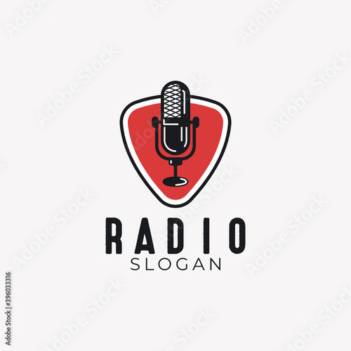 Radio podcast broadcasting logo vintage