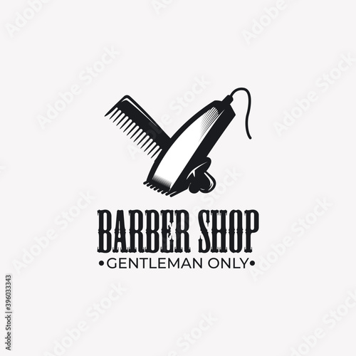 Vintage barber logo design template