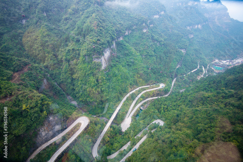 Beautiful landscape of Tianmen mountain national park, Hunan province, Zhangjiajie The Heaven Gate of Tianmen Shan, mountain in china