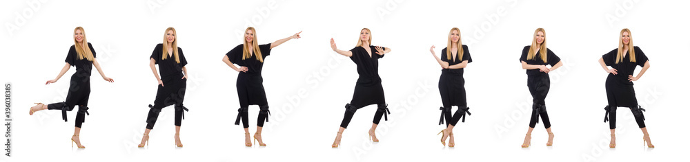 Pretty young woman in black clothing isolated on white Pretty young woman in black clothing isolated on white
