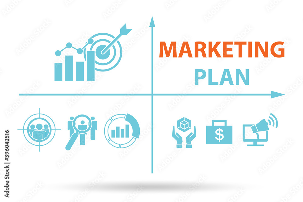 Marketing concept illustration with key elements