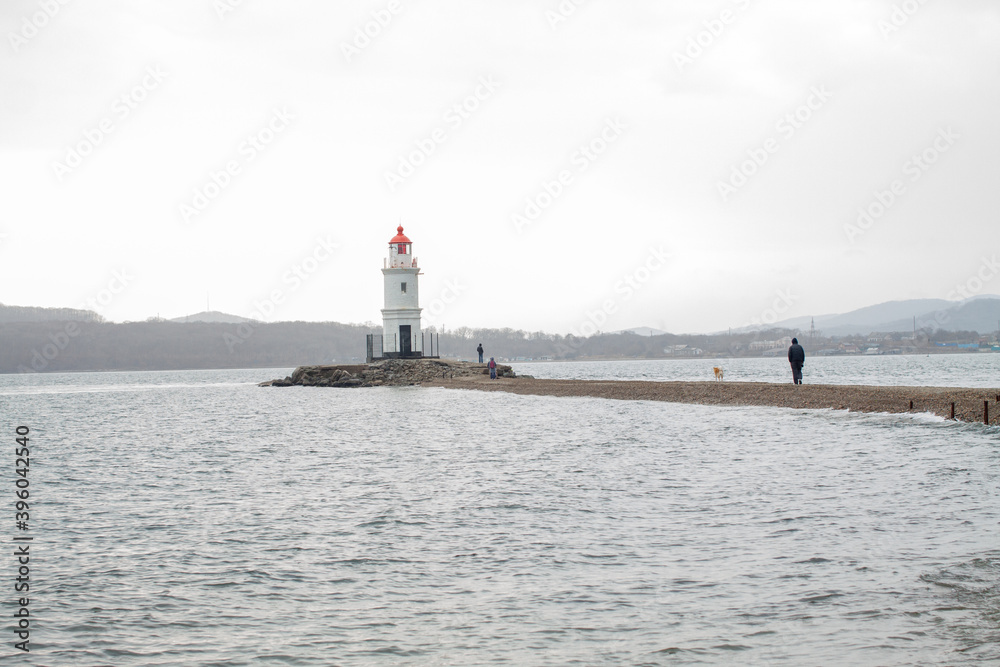 Landscape with a path to  Vladivostok's Lighthouse 