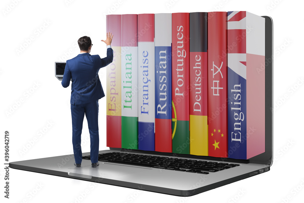 Online language learning with businessman Online language learning with businessman