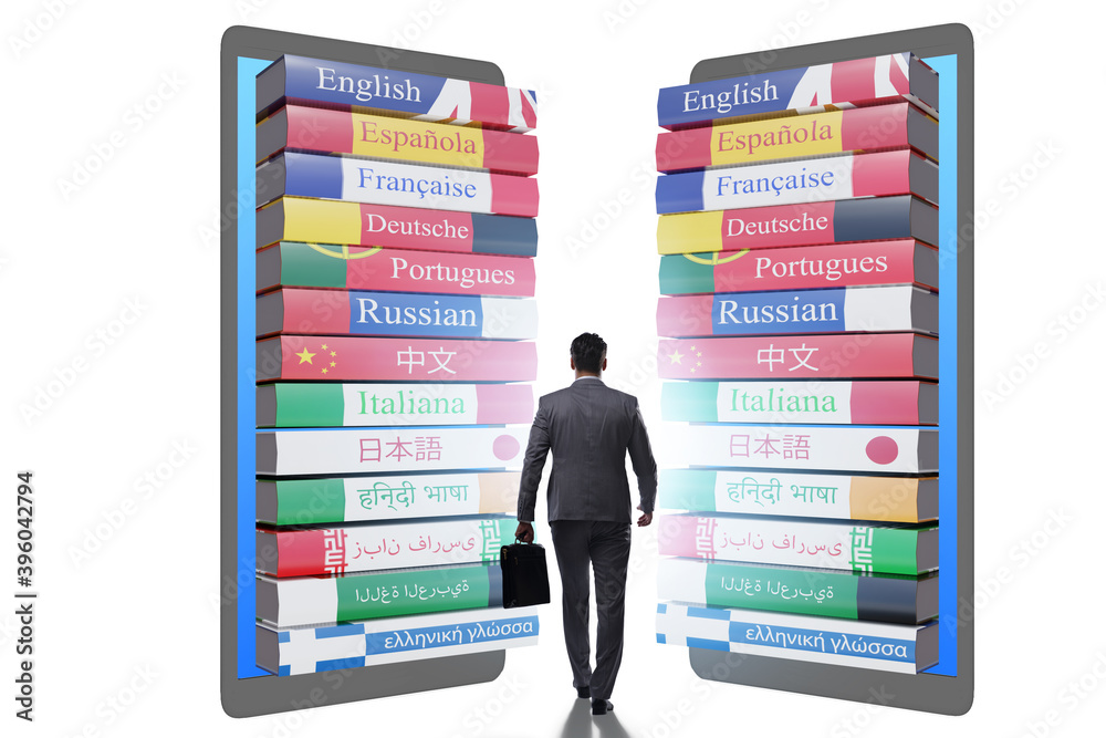 Online language learning with businessman Online language learning with businessman