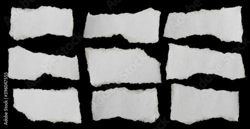 collection paper torn or ripped pieces of paper in black background
