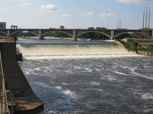 Saint Anthony Falls on the Mississippi River in Minneapolis, Minnesota.