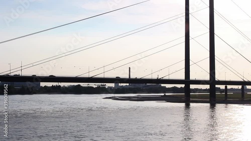 View of Oberkasseler Brucke (bridge) in Dusseldorf. photo