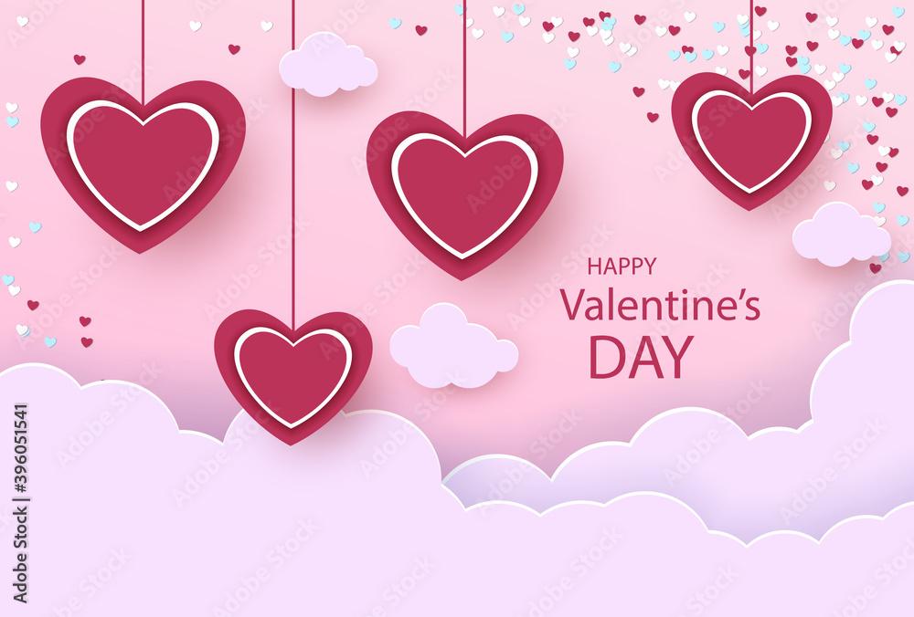Illustration of love background for happy valentines day card with hearts.