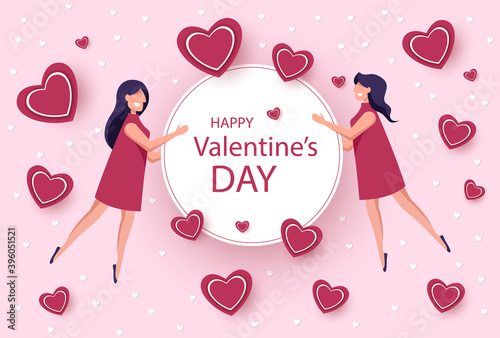 LGBT, lisbians, mom and daughter. Love of two women, valentine's day.