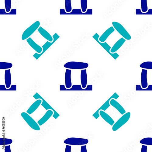 Blue Stonehenge icon isolated seamless pattern on white background. Vector.