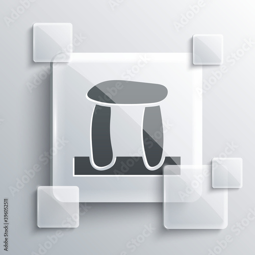Grey Stonehenge icon isolated on grey background. Square glass panels. Vector.