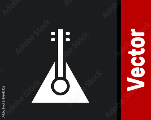 White Musical instrument balalaika icon isolated on black background. Vector.