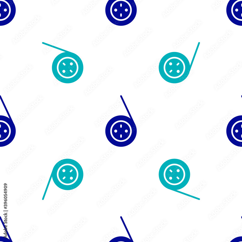 Blue Yoyo toy icon isolated seamless pattern on white background. Vector.