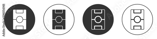 Black Football table icon isolated on white background. Hockey table. Circle button. Vector.