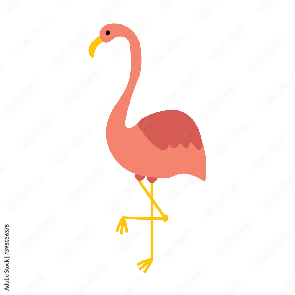 Fototapeta premium Cute flamingo in white background. simple vector for stickers, wallpaper