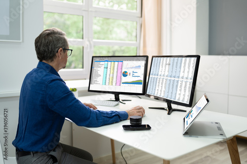 Analyst Employee Using Spreadsheet Software © Andrey Popov