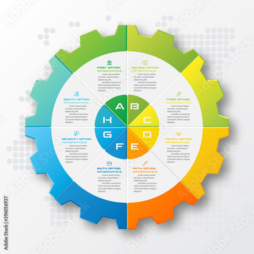Gear style  infographic template ,Business concept with 8 options,Vector illustration.
