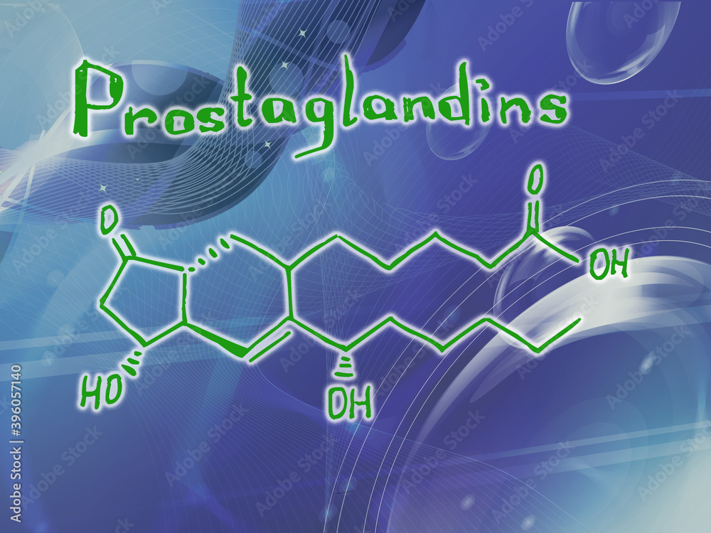 Chemical molecular formula of the hormone Prostaglandins Infographics