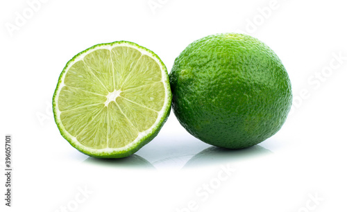 Fresh lime isolated on white background.
