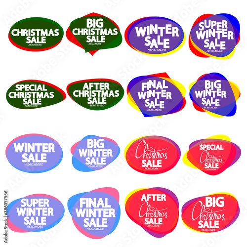 Set Christmas Sale banners design template, Xmas discount tags, offer badge new collection, vector illustration