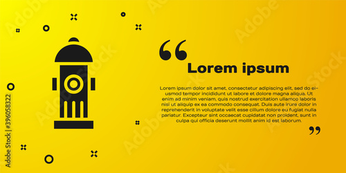 Black Fire hydrant icon isolated on yellow background. Vector.