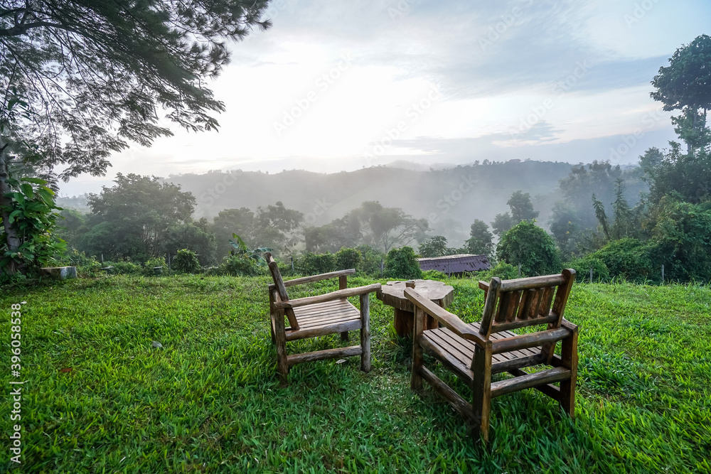 Mountain natural view in the morning time at Khao Kho, Thailand.