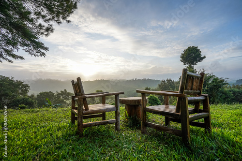 Mountain natural view in the morning time at Khao Kho, Thailand.