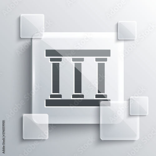 Grey Prison window icon isolated on grey background. Square glass panels. Vector.