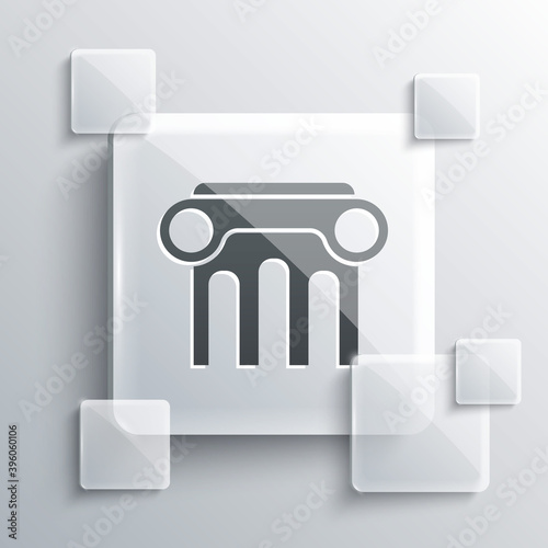 Grey Law pillar icon isolated on grey background. Square glass panels. Vector.