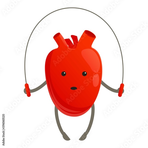 Healthy heart jumping rope icon. Cartoon of healthy heart jumping rope vector icon for web design isolated on white background