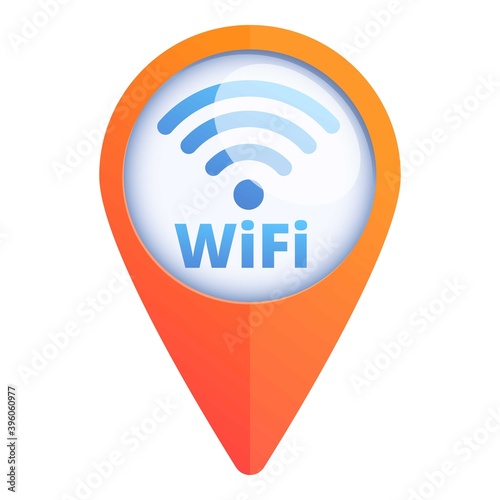 Free wifi zone map pin icon. Cartoon of free wifi zone map pin vector icon for web design isolated on white background