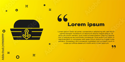 Black Sailor hat icon isolated on yellow background. Vector.