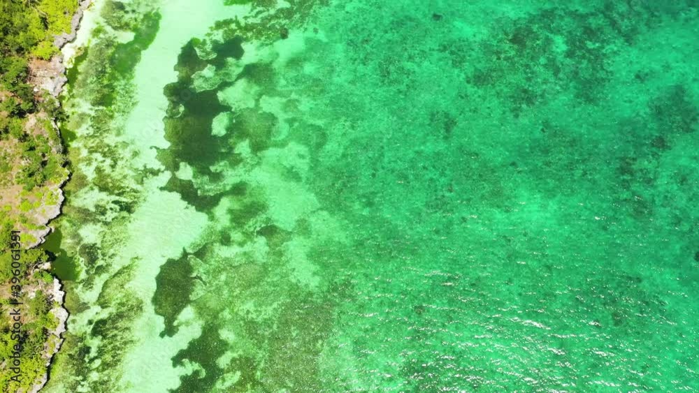 Beautiful tropical beach and turquoise water view from above. Bohol, Anda, Philippines. Summer and travel vacation concept.