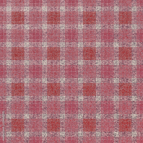 A wool blanket with a tartan pattern as the background. The texture of natural woolen textiles in red and white check close. 3D-rendering