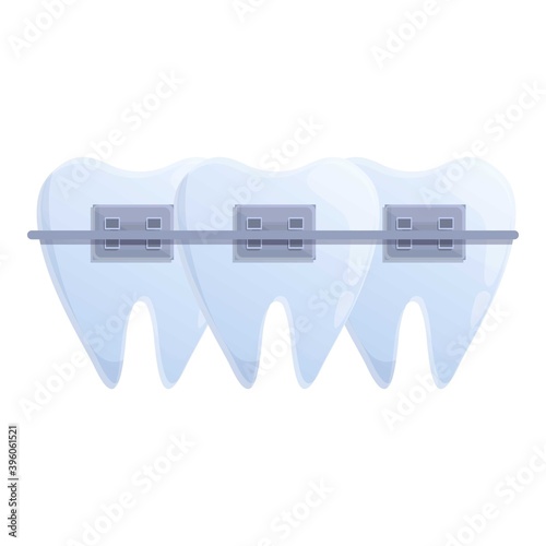 Tooth braces orthodontics icon. Cartoon of tooth braces orthodontics vector icon for web design isolated on white background