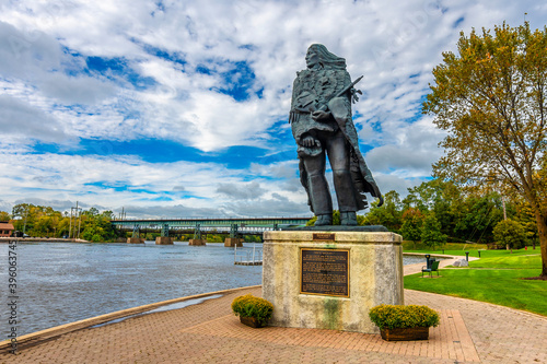 Pottawatomi Indian Statue view in St. Charles Town of Illinois photo