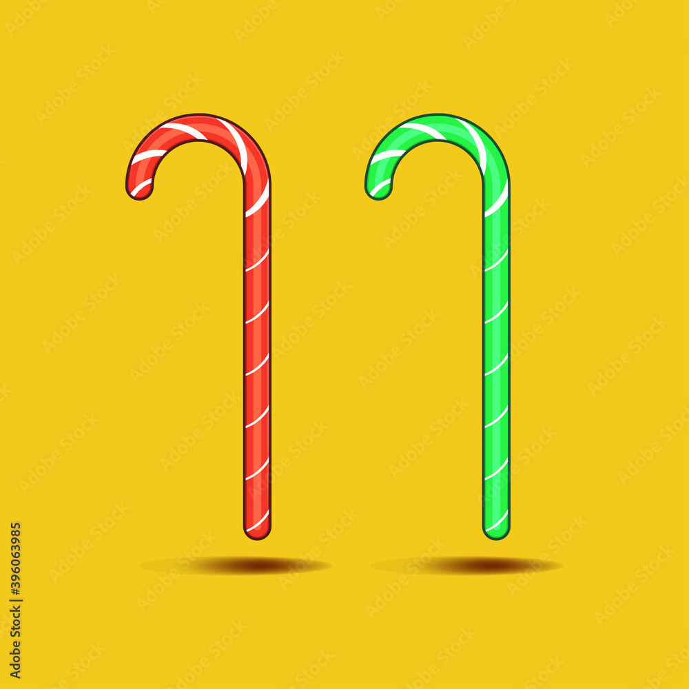 Red and green candy cane vector illustration Red and green candy cane vector illustration