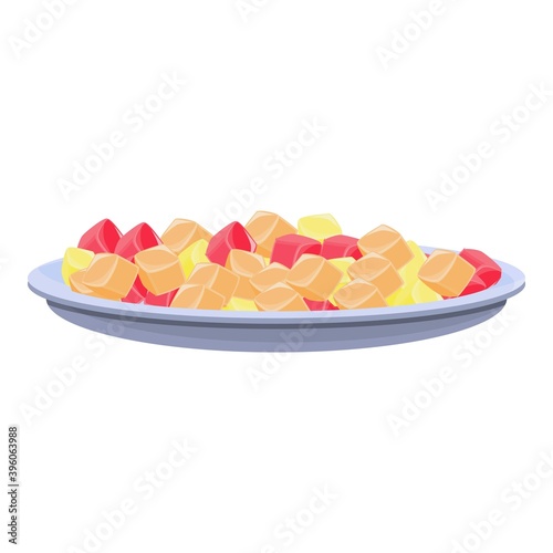 Turkish jelly candy icon. Cartoon of turkish jelly candy vector icon for web design isolated on white background