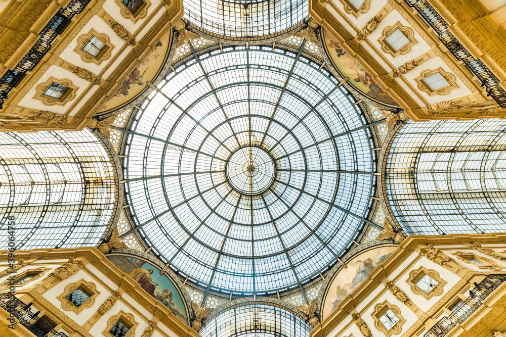 Galleria Vittorio Emanuele II in Milano, Italy. Famous shopping arcade in Milan.