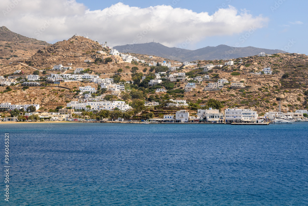 Ios island in Greece, a famous tourist destination with golden beaches and the characteristic Aegean architecture. Chora town. Cyclades Islands, Greece Ios island in Greece, a famous tourist destination with golden beaches and the characteristic Aegean architecture. Chora town. Cyclades Islands, Greece