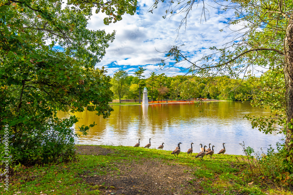 Fototapeta premium Fabyan Forest Preserve view in Illinois