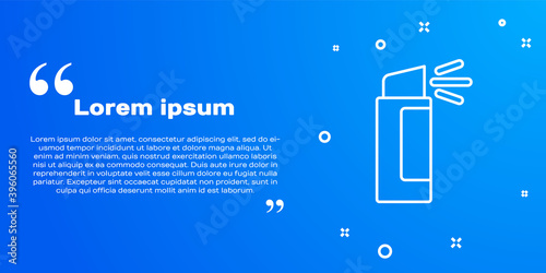 White line Pepper spray icon isolated on blue background. OC gas. Capsicum self defense aerosol. Vector.