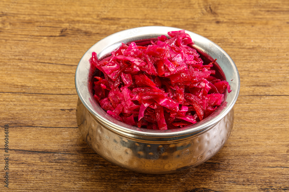 Marinated red cabbage in the bowl Marinated red cabbage in the bowl