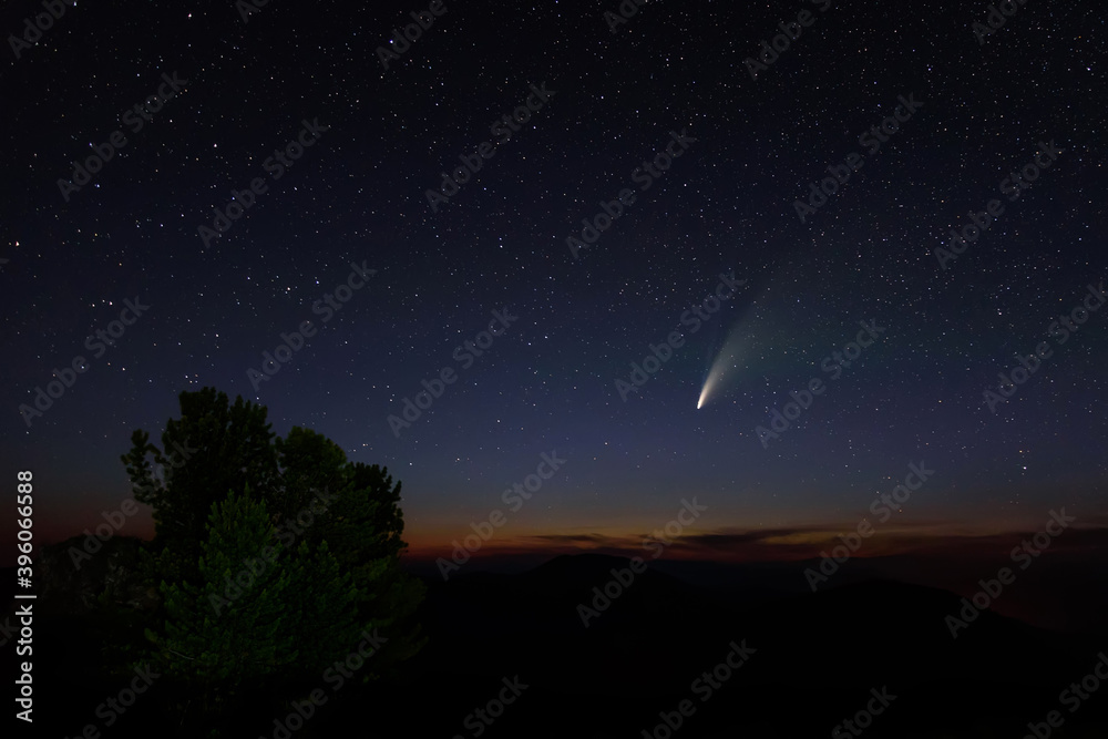 stars comet neowise night mountains sky stars comet neowise night mountains sky