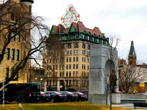 Scranton Electric Building in Scranton, Pennsylvania. The electric sign on top of the building, symbolizing Scranton as 