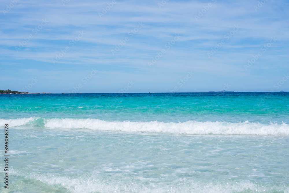 the most beautiful beach in the world, with very white silver sand, clear and clean with no people or tourists around, warm turquoise blue water superb destination Corsica the island of beauty