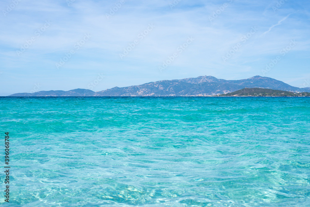 the most beautiful beach in the world, with very white silver sand, clear and clean with no people or tourists around, warm turquoise blue water superb destination Corsica the island of beauty
