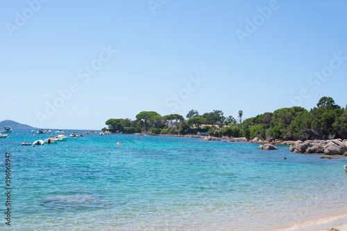 Fototapeta Naklejka Na Ścianę i Meble -  a very beautiful calm blue sea in the mediterranean between france and italy for peaceful, calm and zen vacations