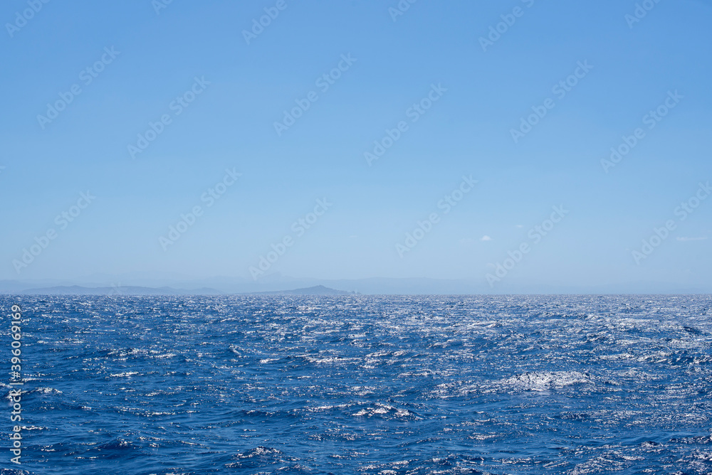 a very beautiful calm blue sea in the mediterranean between france and italy for peaceful, calm and zen vacations